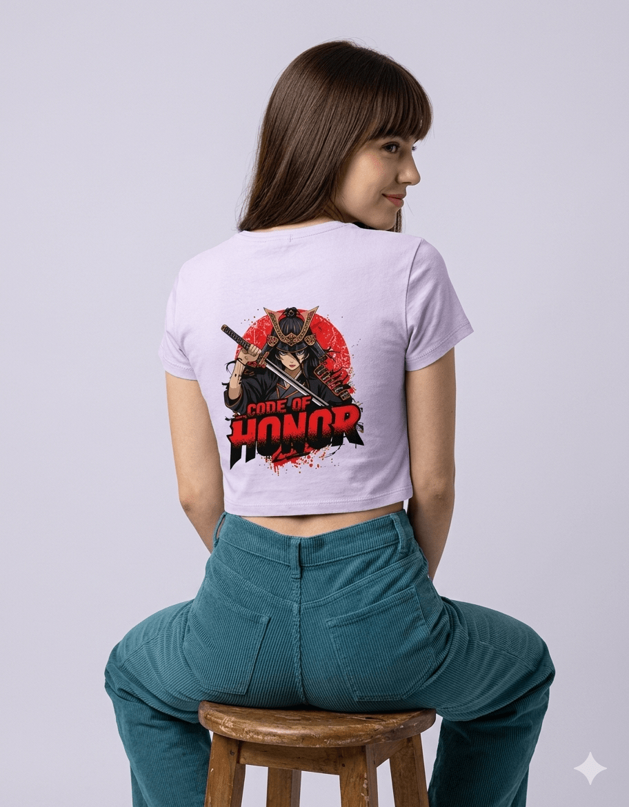 Code of Honor Baby Tee – Girl Samurai Edition | 240 GSM - | Shivors