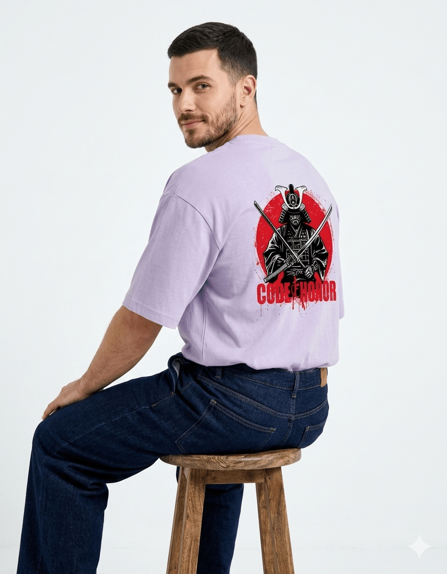 Code of Honour Oversized T-Shirt – Samurai Edition | 240 GSM Premium Cotton - | Shivors
