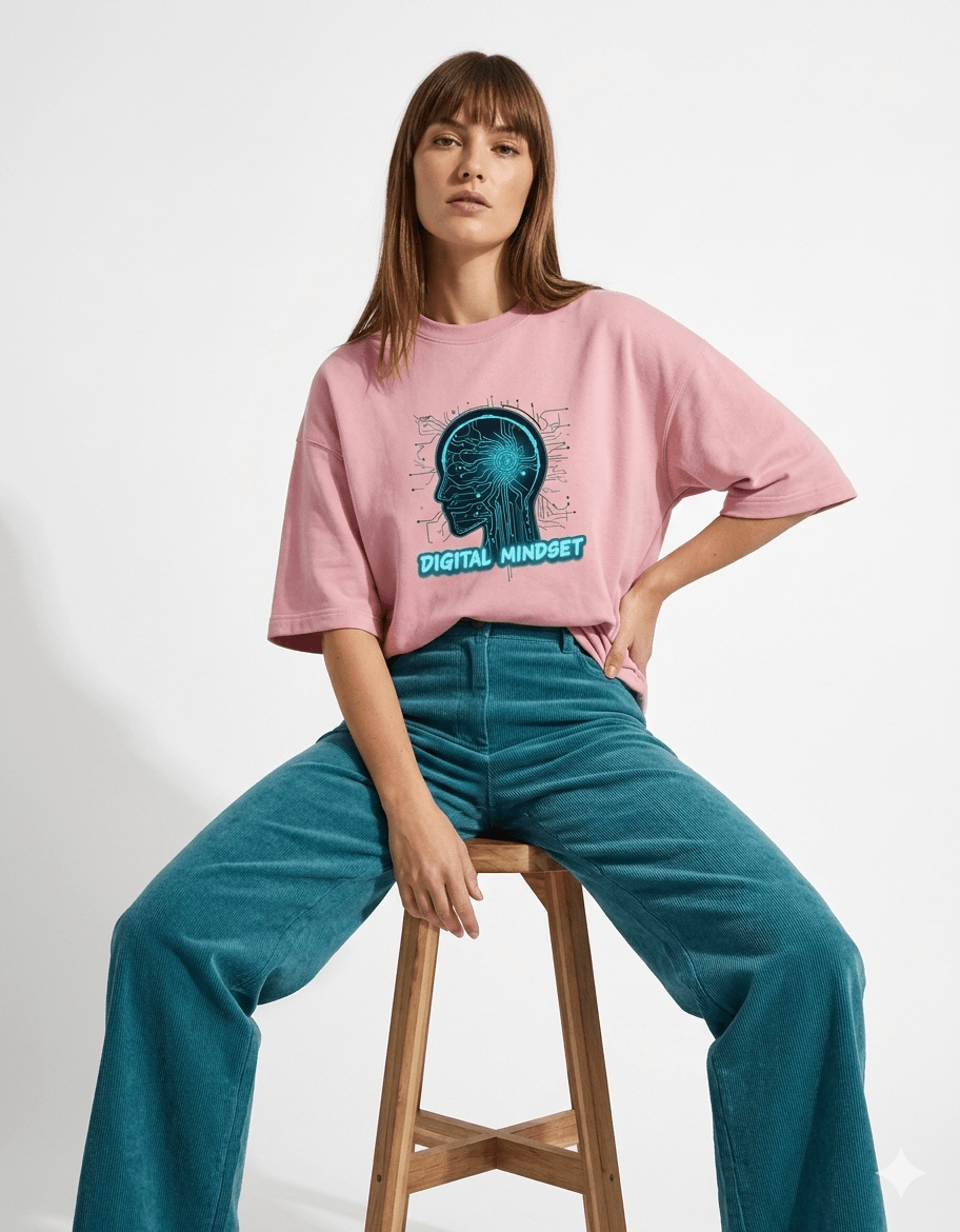 Digital Mindset Oversized Graphic T-Shirt - | Shivors