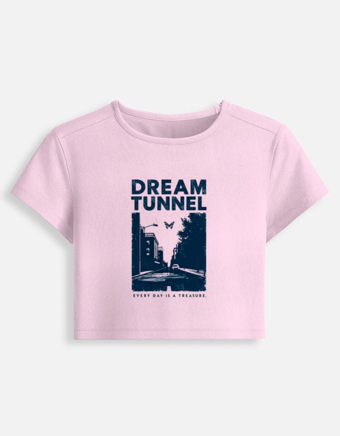 Dream Tunnel Baby Tee – Aesthetic Edition | 240 GSM Crop Top - | Shivors