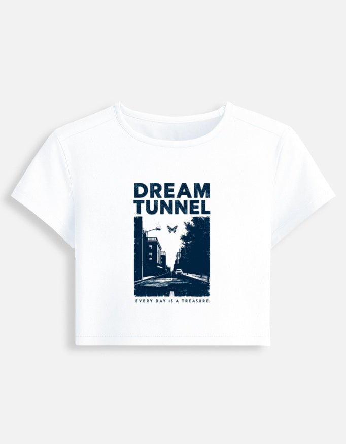 Dream Tunnel Baby Tee – Aesthetic Edition | 240 GSM Crop Top - | Shivors