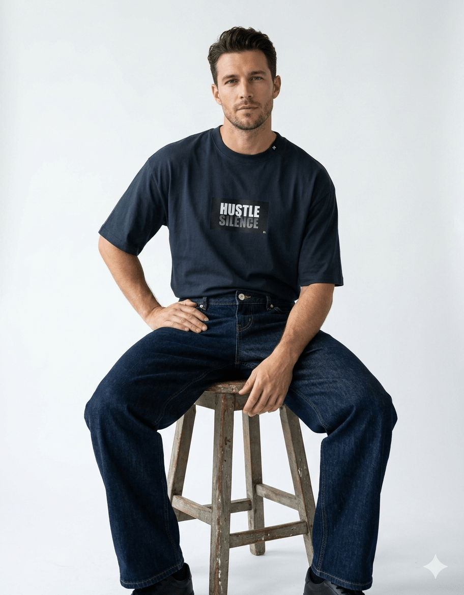 Hustle in Silence Oversized T-Shirt – 240 GSM Premium Cotton - | Shivors