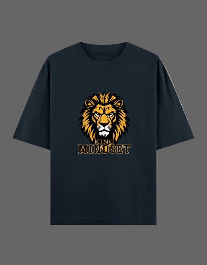 King Mindset Oversized T-Shirt – Lion Graphic | 240 GSM Premium Cotton - | Shivors