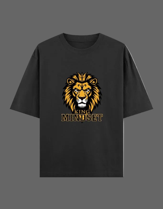 King Mindset Oversized T-Shirt – Lion Graphic | 240 GSM Premium Cotton - | Shivors