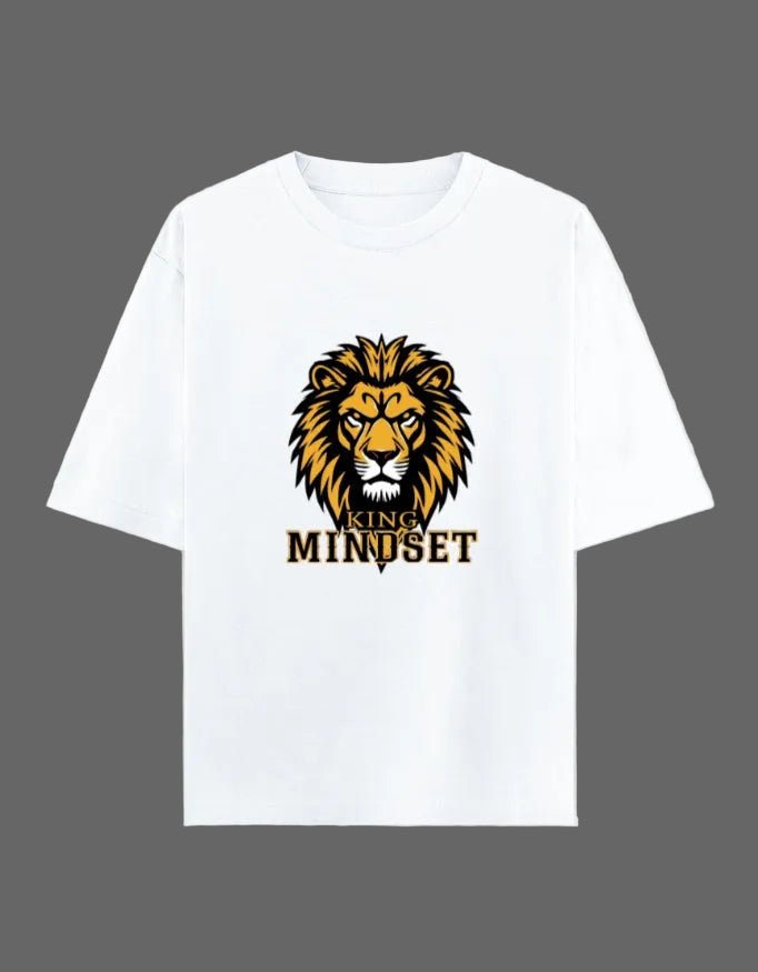 King Mindset Oversized T-Shirt – Lion Graphic | 240 GSM Premium Cotton - | Shivors