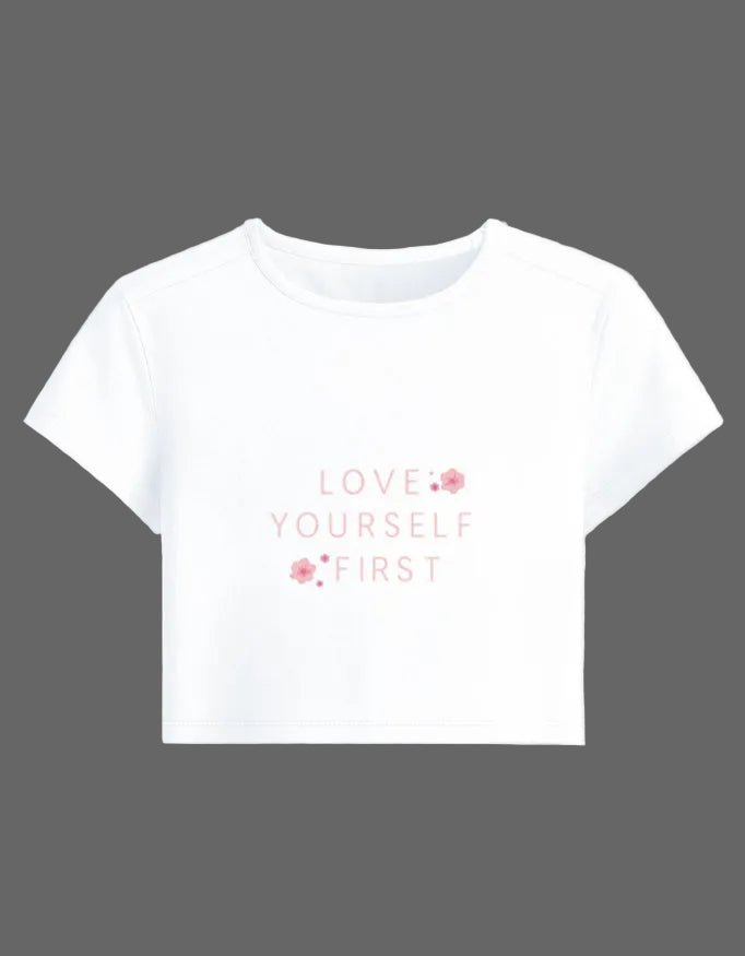 Love Yourself Baby Tee – 240 GSM Cotton Spandex Crop Top - | Shivors