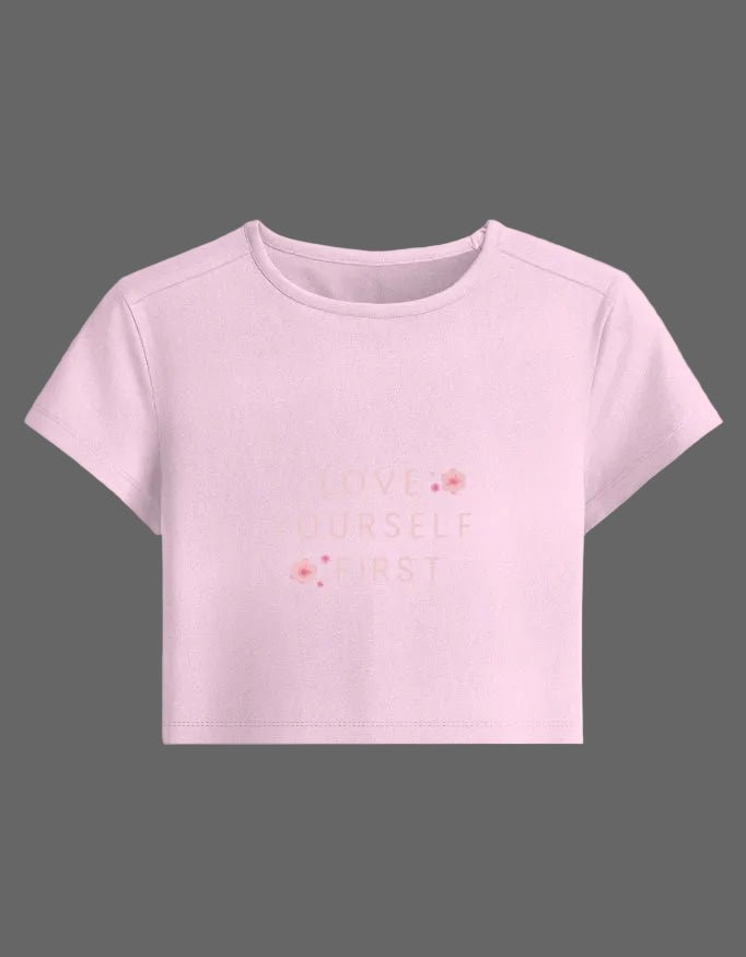Love Yourself Baby Tee – 240 GSM Cotton Spandex Crop Top - | Shivors
