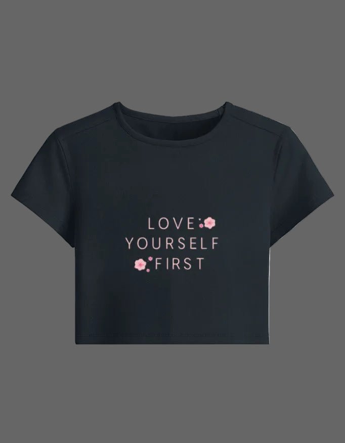 Love Yourself Baby Tee – 240 GSM Cotton Spandex Crop Top - | Shivors