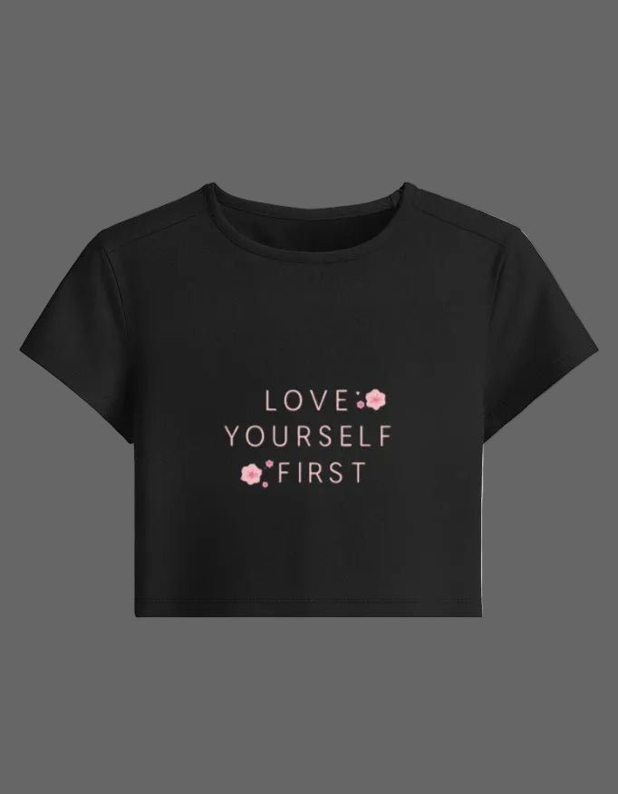 Love Yourself Baby Tee – 240 GSM Cotton Spandex Crop Top - | Shivors