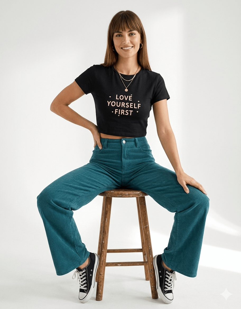 Love Yourself First Baby Tee – Aesthetic Edition | 240 GSM - | Shivors
