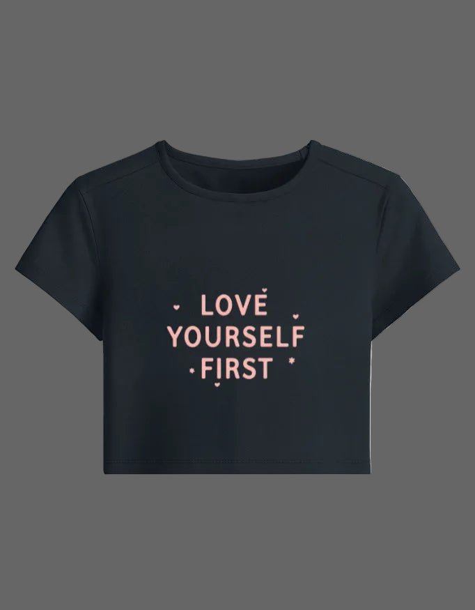 Love Yourself First Baby Tee – Aesthetic Edition | 240 GSM - | Shivors