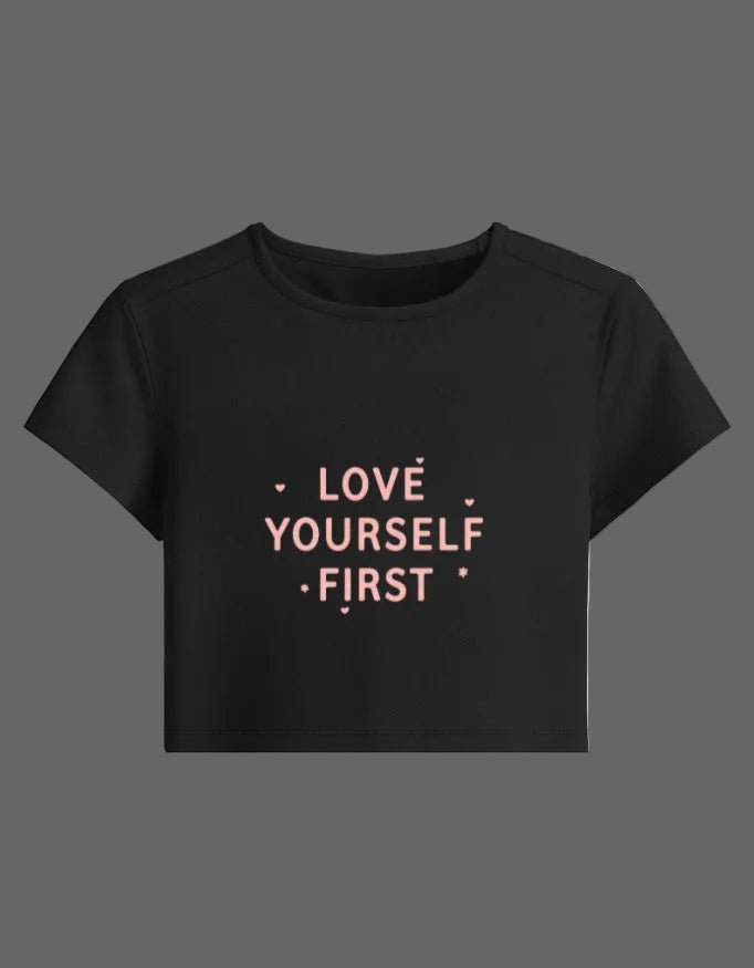 Love Yourself First Baby Tee – Aesthetic Edition | 240 GSM - | Shivors