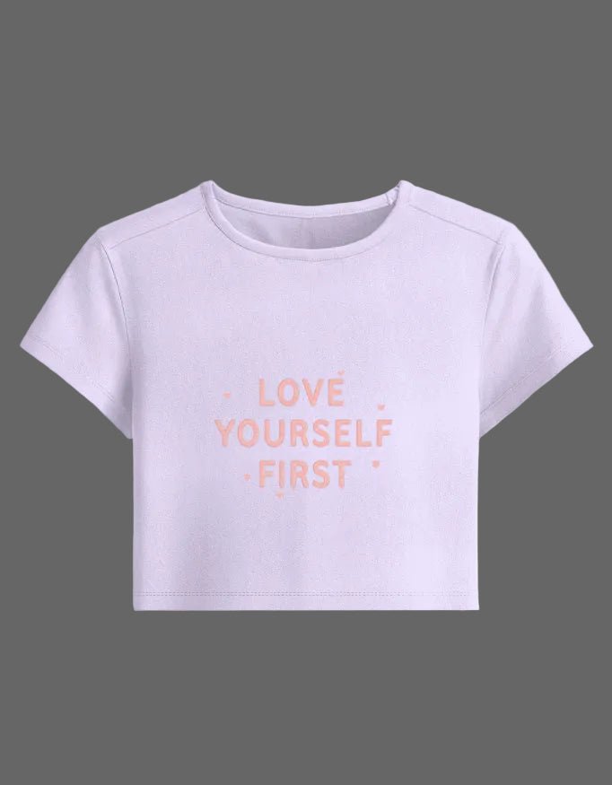 Love Yourself First Baby Tee – Aesthetic Edition | 240 GSM - | Shivors