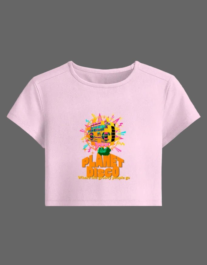 Planet Disco Baby Tee – Groovy Edition | 240 GSM Crop Top - | Shivors