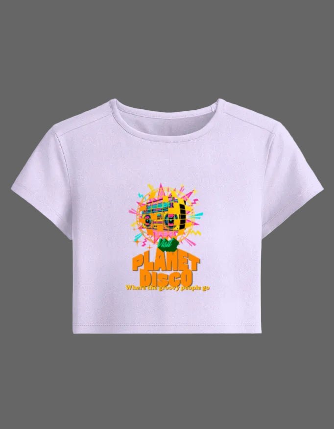 Planet Disco Baby Tee – Groovy Edition | 240 GSM Crop Top - | Shivors