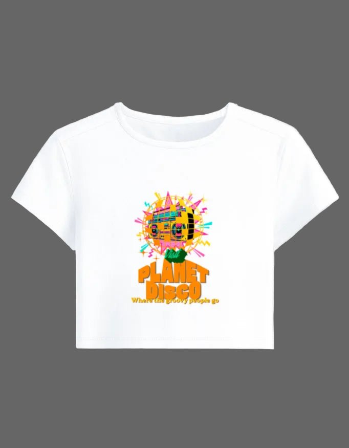 Planet Disco Baby Tee – Groovy Edition | 240 GSM Crop Top - | Shivors