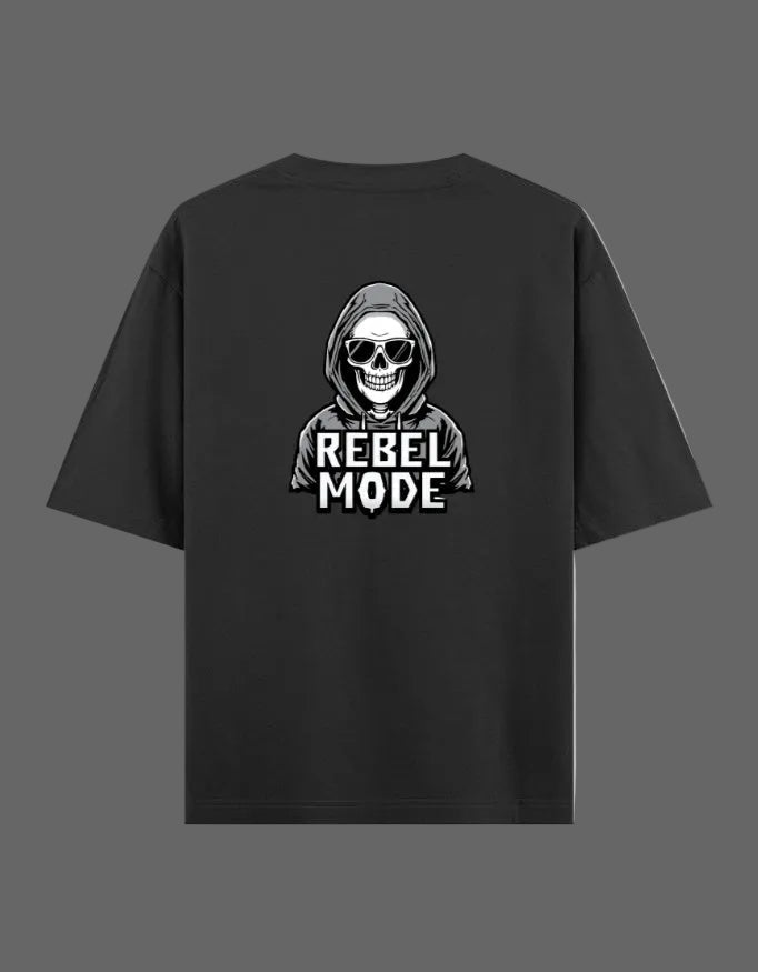 Rebel Mode Oversized T-Shirt – Skeleton Streetwear | 240 GSM Premium Cotton - | Shivors