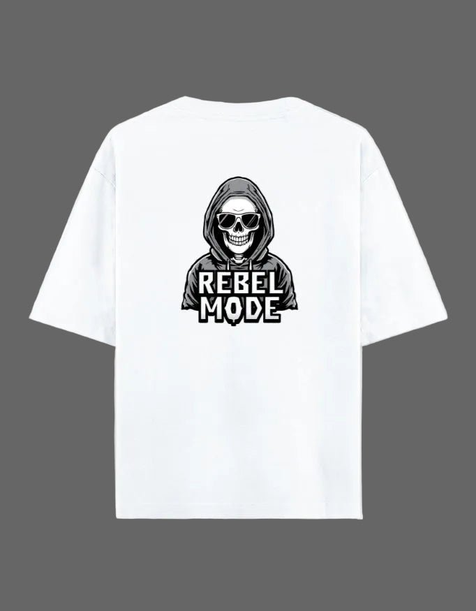 Rebel Mode Oversized T-Shirt – Skeleton Streetwear | 240 GSM Premium Cotton - | Shivors