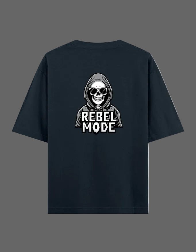 Rebel Mode Oversized T-Shirt – Skeleton Streetwear | 240 GSM Premium Cotton - | Shivors