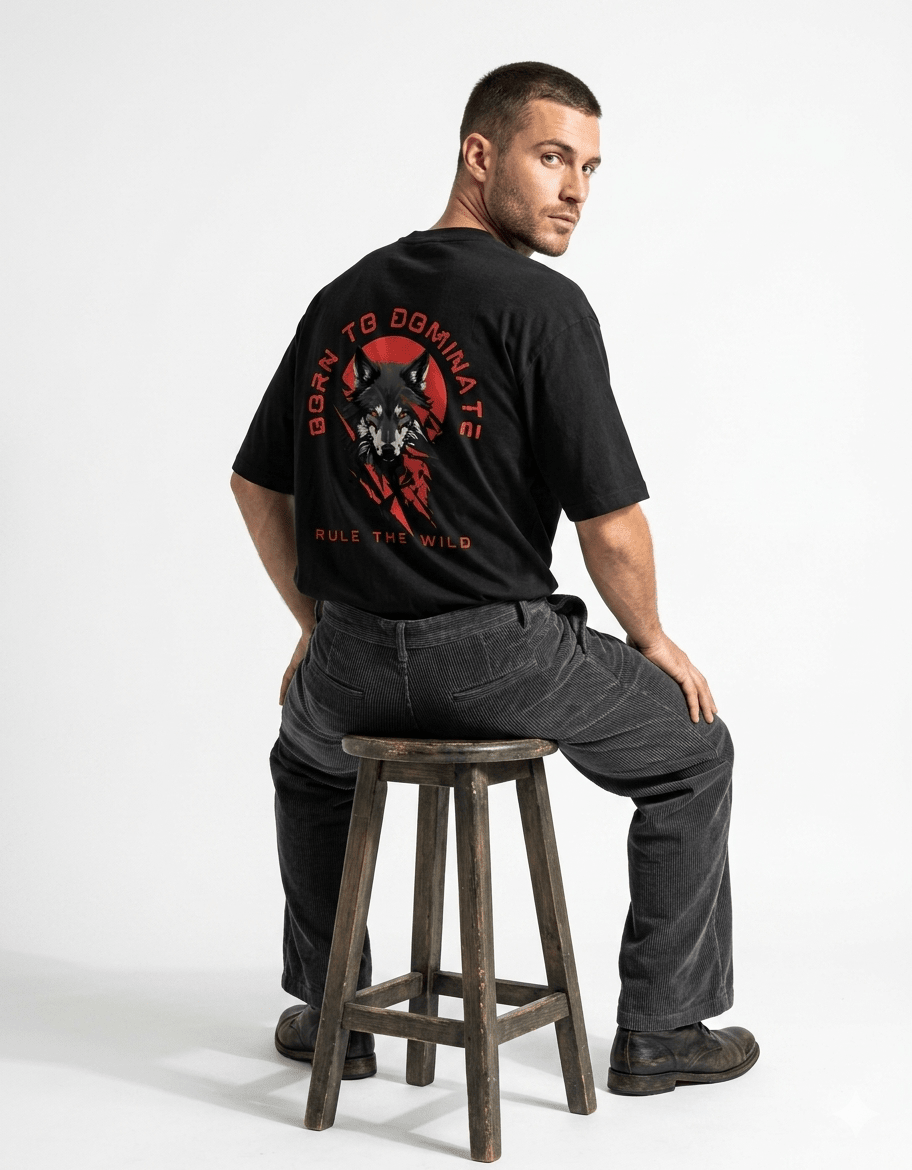 Rule The Wild Oversized T-Shirt – Wolf Edition | 240 GSM Premium Cotton - | Shivors