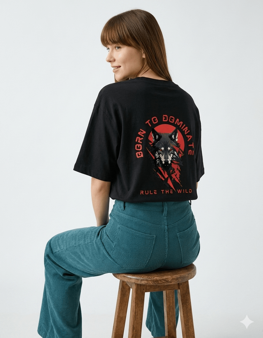 Rule The Wild Oversized T-Shirt – Wolf Edition | 240 GSM Premium Cotton - | Shivors