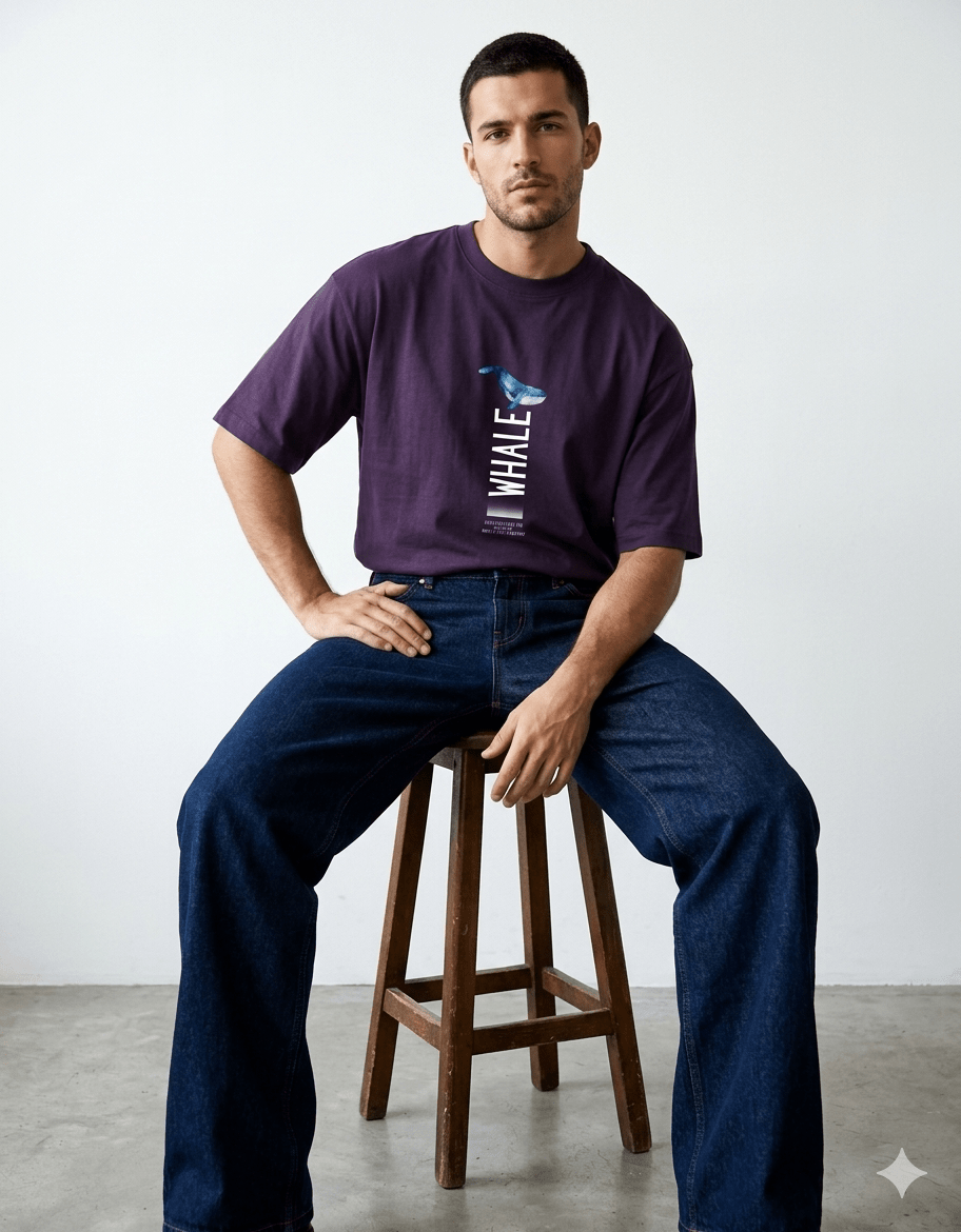 Shivors “Deep Blue” Oversized T-Shirt – Whale Graphic Edition - | Shivors