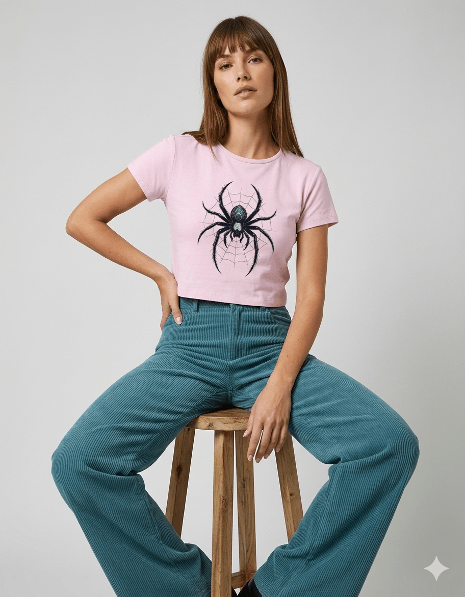 Spider Baby Tee – Dark Aesthetic Spider Edition | 240 GSM - | Shivors
